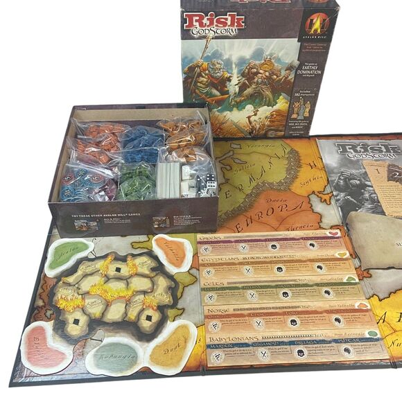 RISK GODSTORM Skill Board Game 2004 Hasbro Avalon Hill 105%COMPLETE! +17 TOKENS - Picture 11 of 15